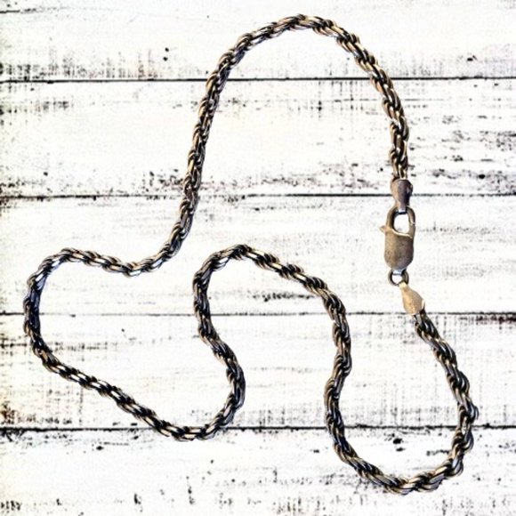 Aurafin Italy Sterling Silver 925 Braided Chain Lobster Clasp 18" - Picture 2 of 11